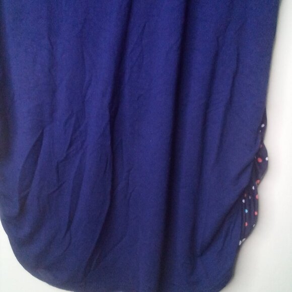 Robin's Nest Shirt Maternity L Short Sleeve Polka Dot Color Block Blue Red - Picture 5 of 15